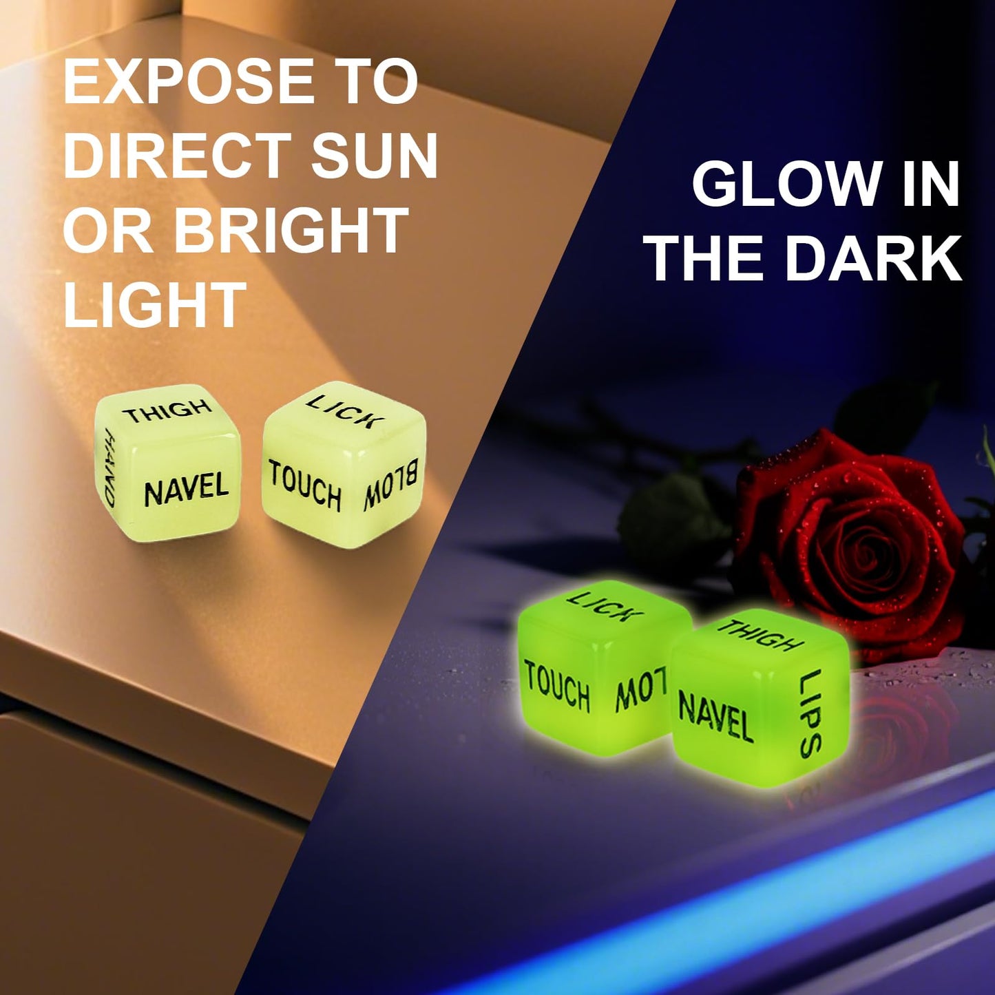 Lalamingo Date Night Dice 6pcs – Glow in the Dark Couple Game for Romantic Ideas