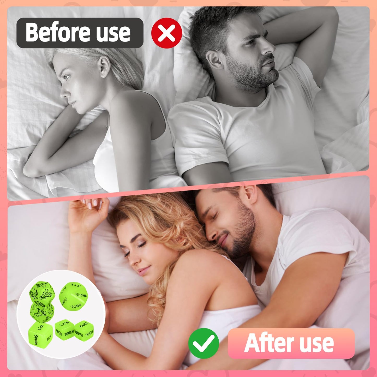 Lalamingo Date Night Dice 6pcs – Glow in the Dark Couple Game for Romantic Ideas