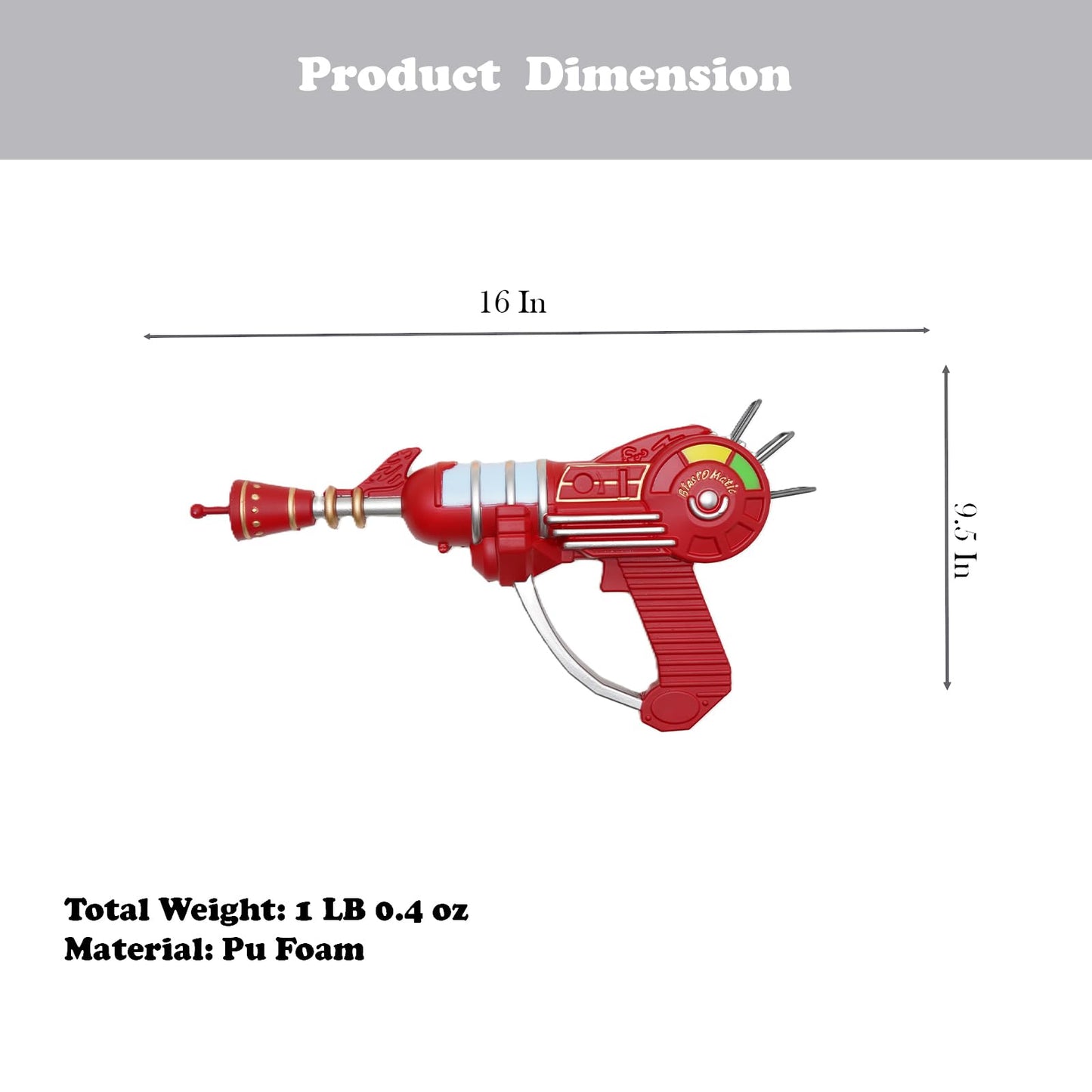 LALAPORT 16'' Foam Ray Gun – Sci-Fi Blaster Prop for Cosplay, Halloween & Conventions