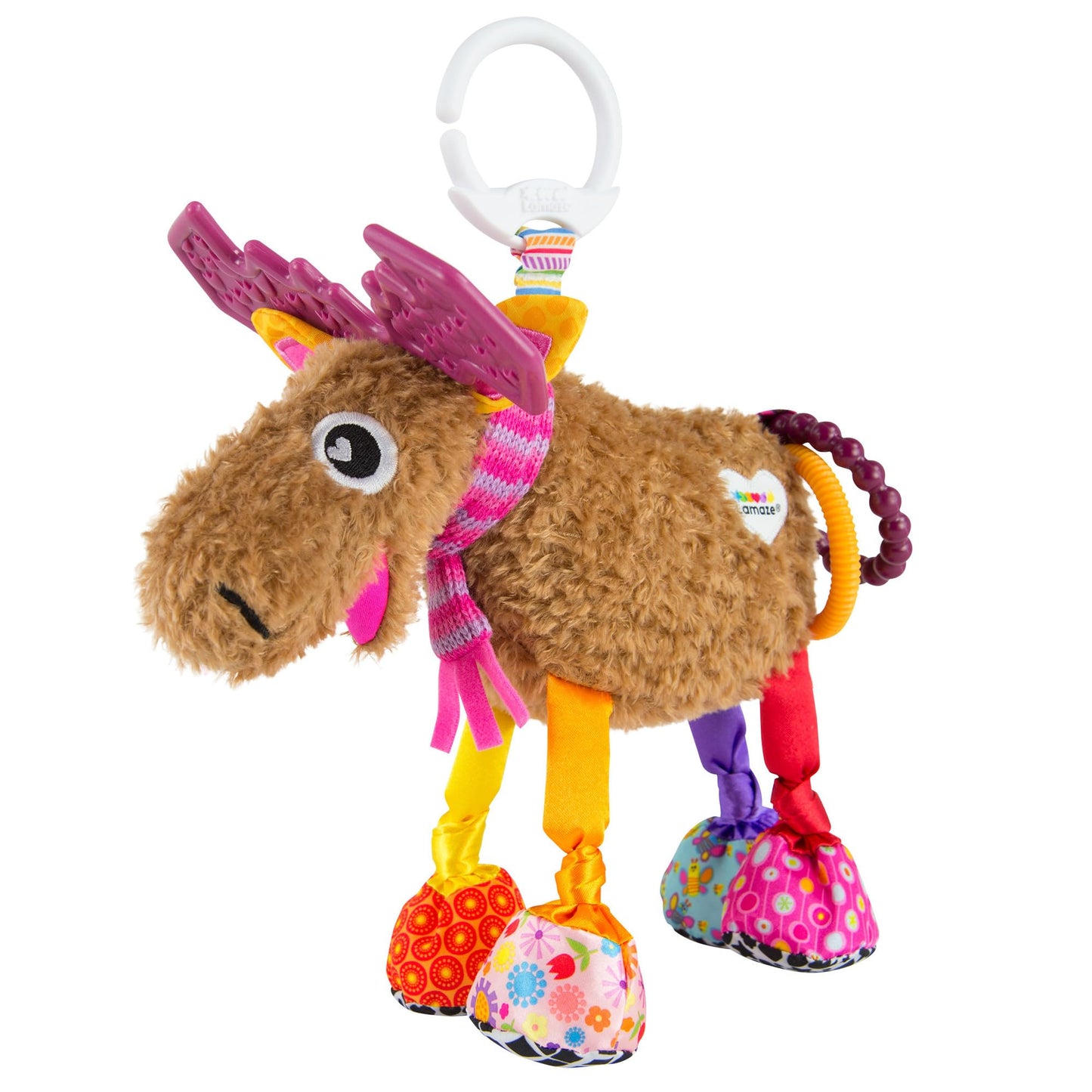 Lamaze Muffin the Moose Clip-On Toy – Crinkle Sensory Infant Toy for Strollers & Car Seats