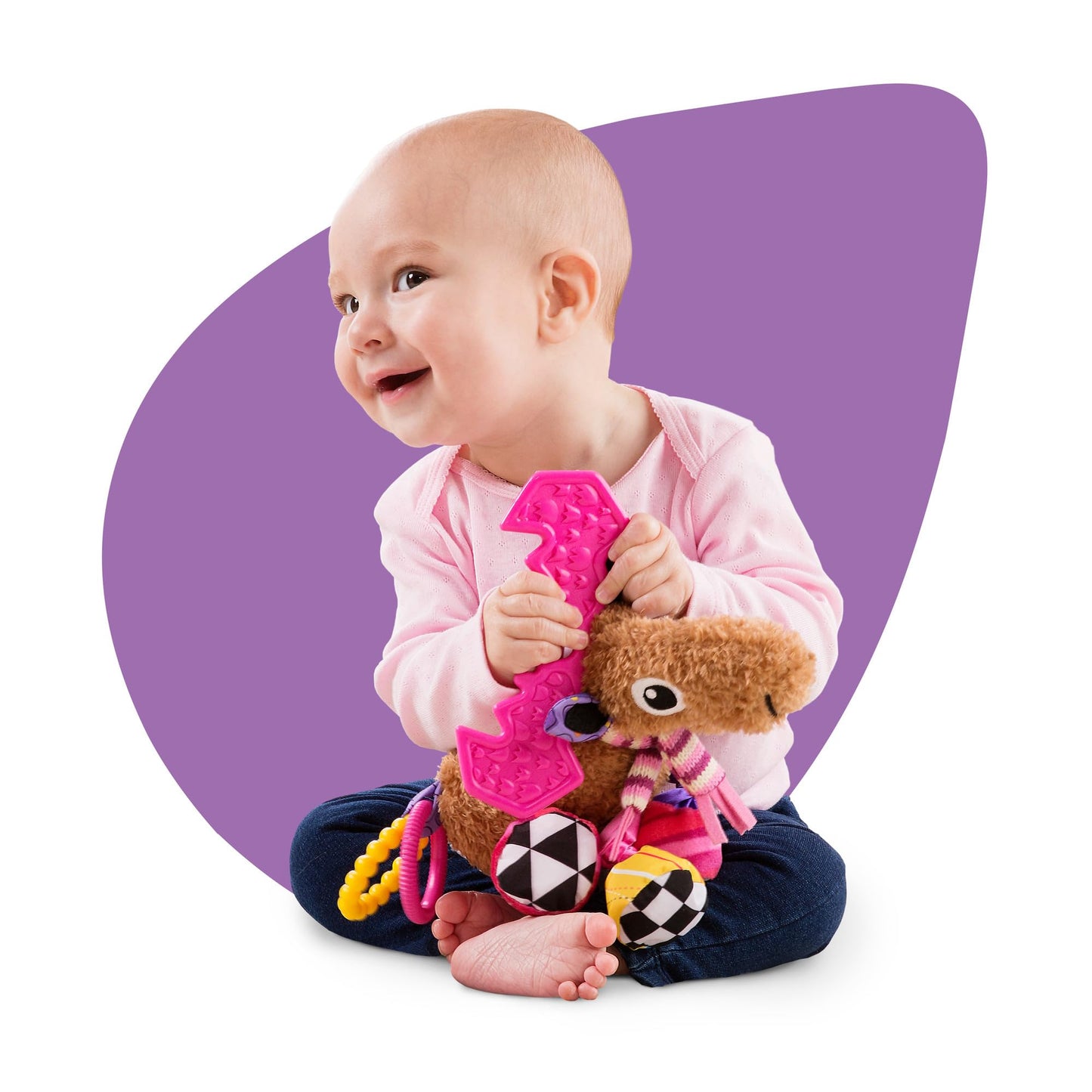 Lamaze Muffin the Moose Clip-On Toy – Crinkle Sensory Infant Toy for Strollers & Car Seats