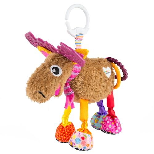 Lamaze Muffin the Moose Clip-On Toy – Crinkle Sensory Infant Toy for Strollers & Car Seats