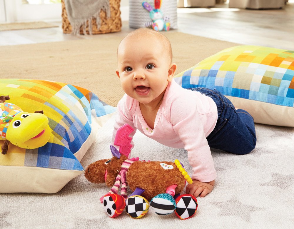 Lamaze Muffin the Moose Clip-On Toy – Crinkle Sensory Infant Toy for Strollers & Car Seats