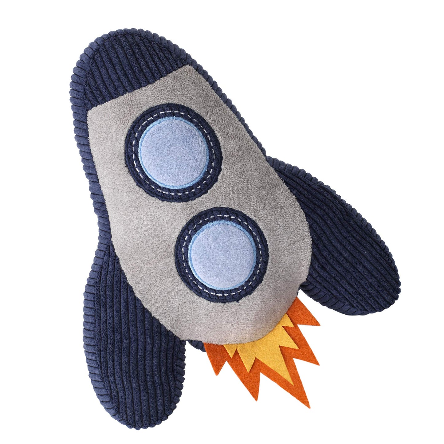 Lambs & Ivy Milky Way Rocket Ship Nursery Throw Pillow Plush – Navy Velour & Gray Minky