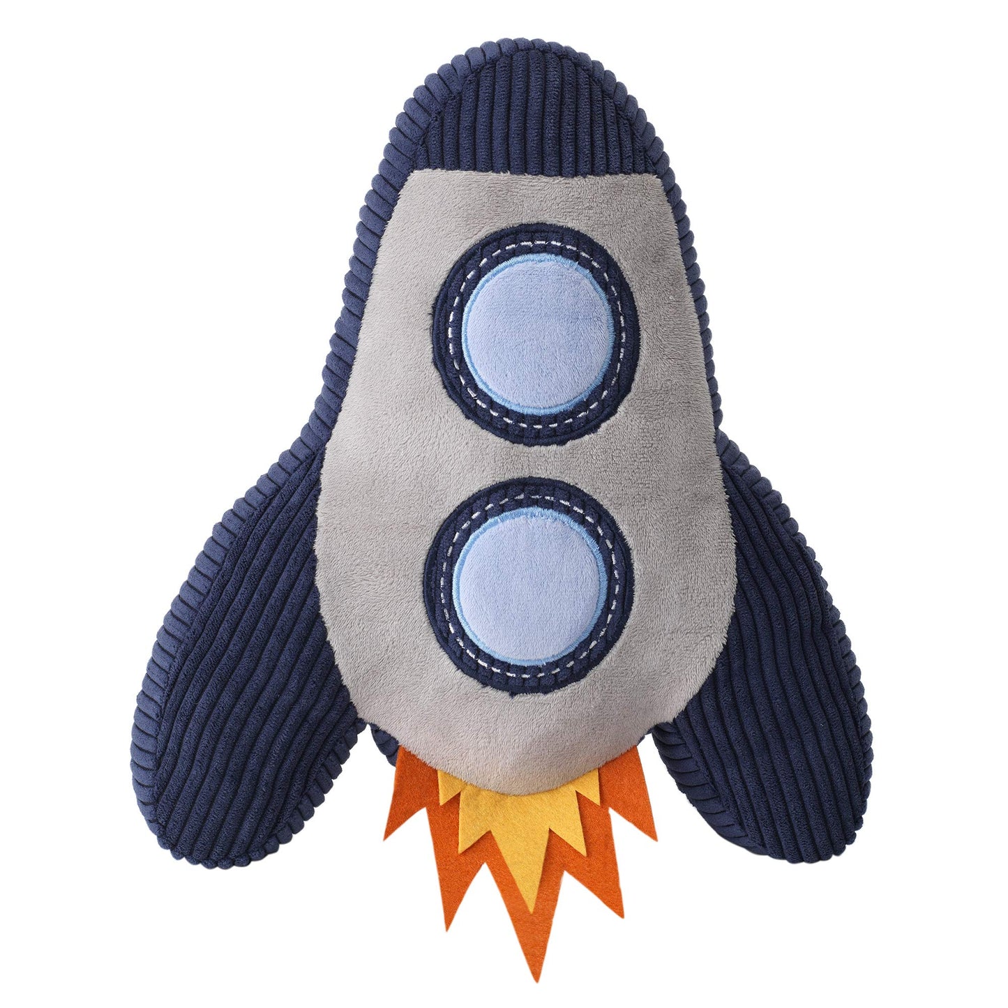 Lambs & Ivy Milky Way Rocket Ship Nursery Throw Pillow Plush – Navy Velour & Gray Minky