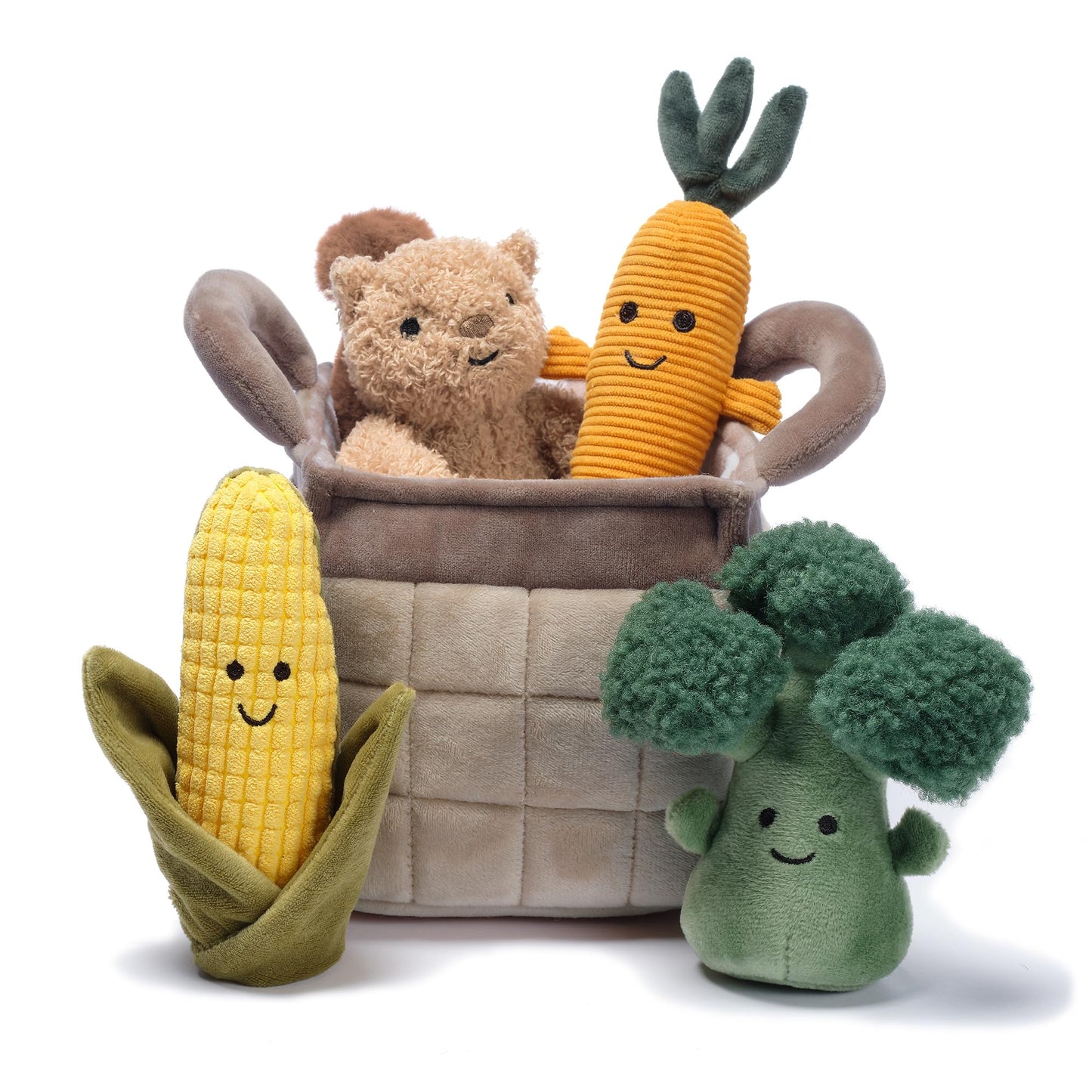 Lambs & Ivy Plush Veggie Basket Play Set – Interactive Stuffed Veggies