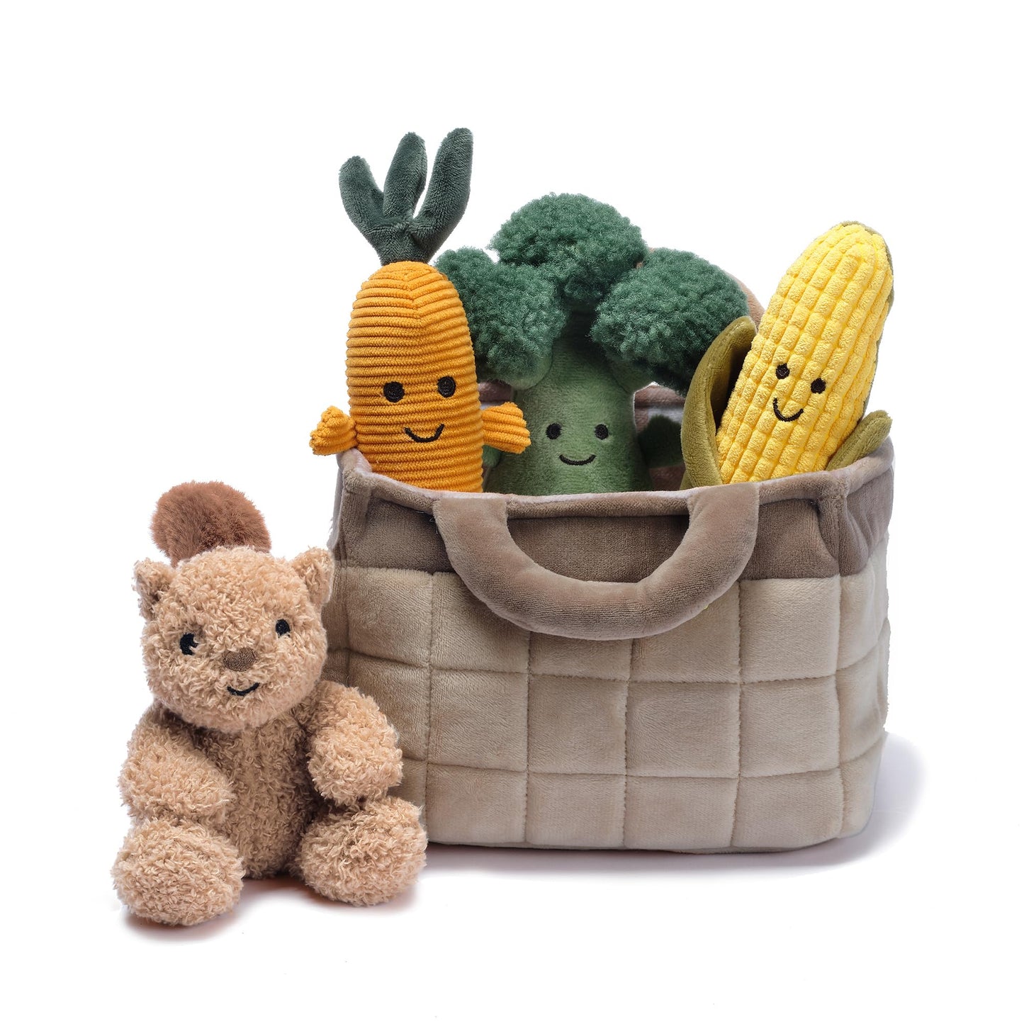 Lambs & Ivy Plush Veggie Basket Play Set – Interactive Stuffed Veggies