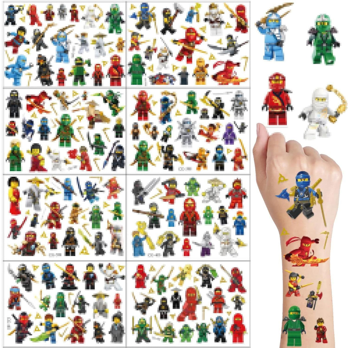 Lamden 8 Sheets Temporary Tattoo Stickers for Anime Fans — 96 Pcs Party Favors