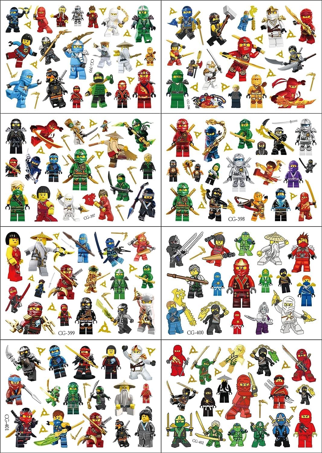 Lamden 8 Sheets Temporary Tattoo Stickers for Anime Fans — 96 Pcs Party Favors