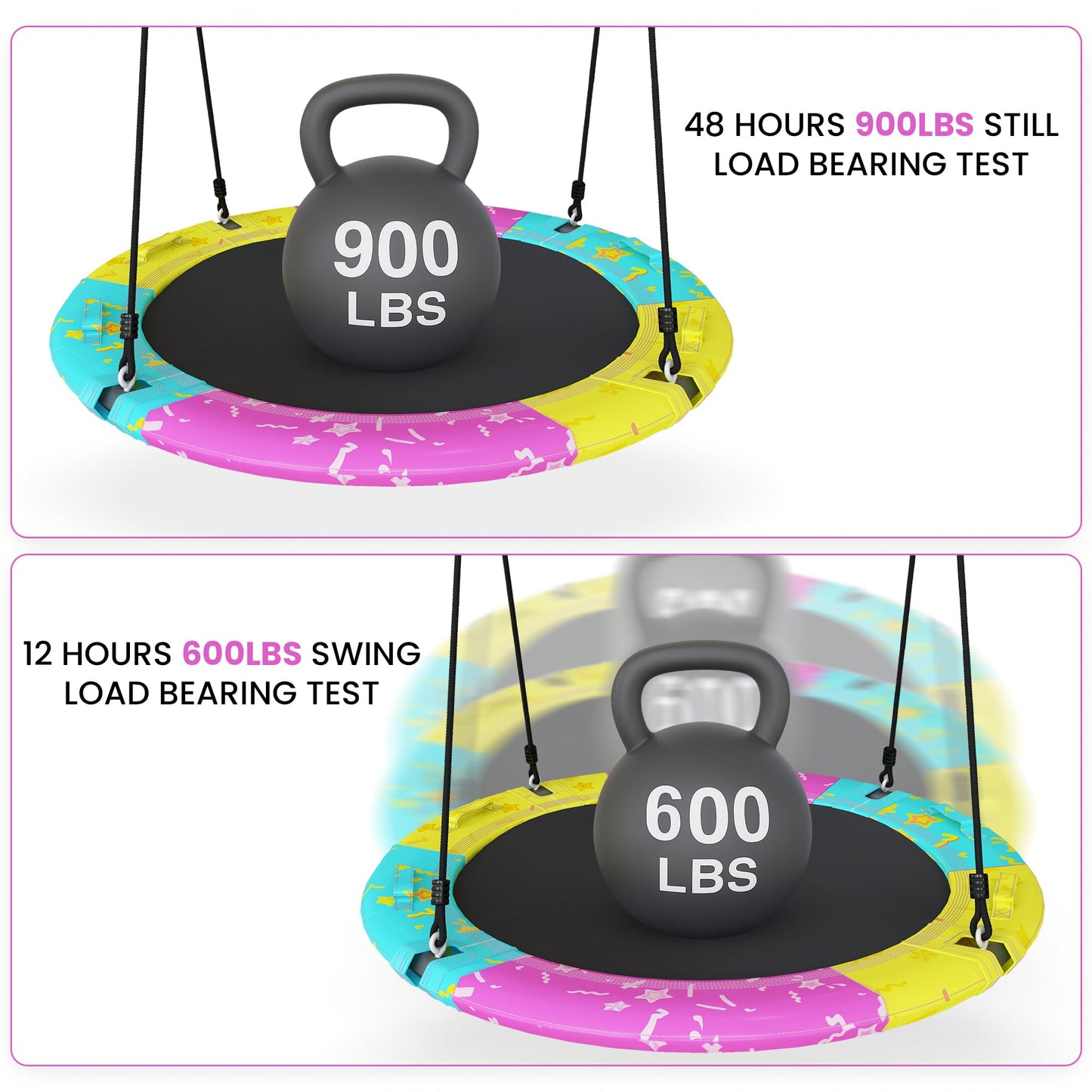 LAMERGE Tree Saucer Swing 43in / 48in – ASTM Approved, 900lb Capacity, Waterproof UV-Resistant Mat