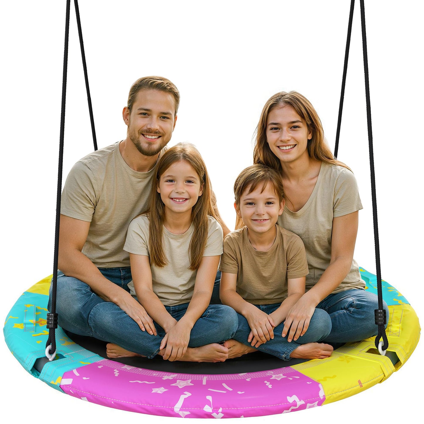LAMERGE Tree Swing 43''/48'' Saucer Swing – ASTM F963-23, 900lb Capacity, Waterproof & UV-Resistant Mat
