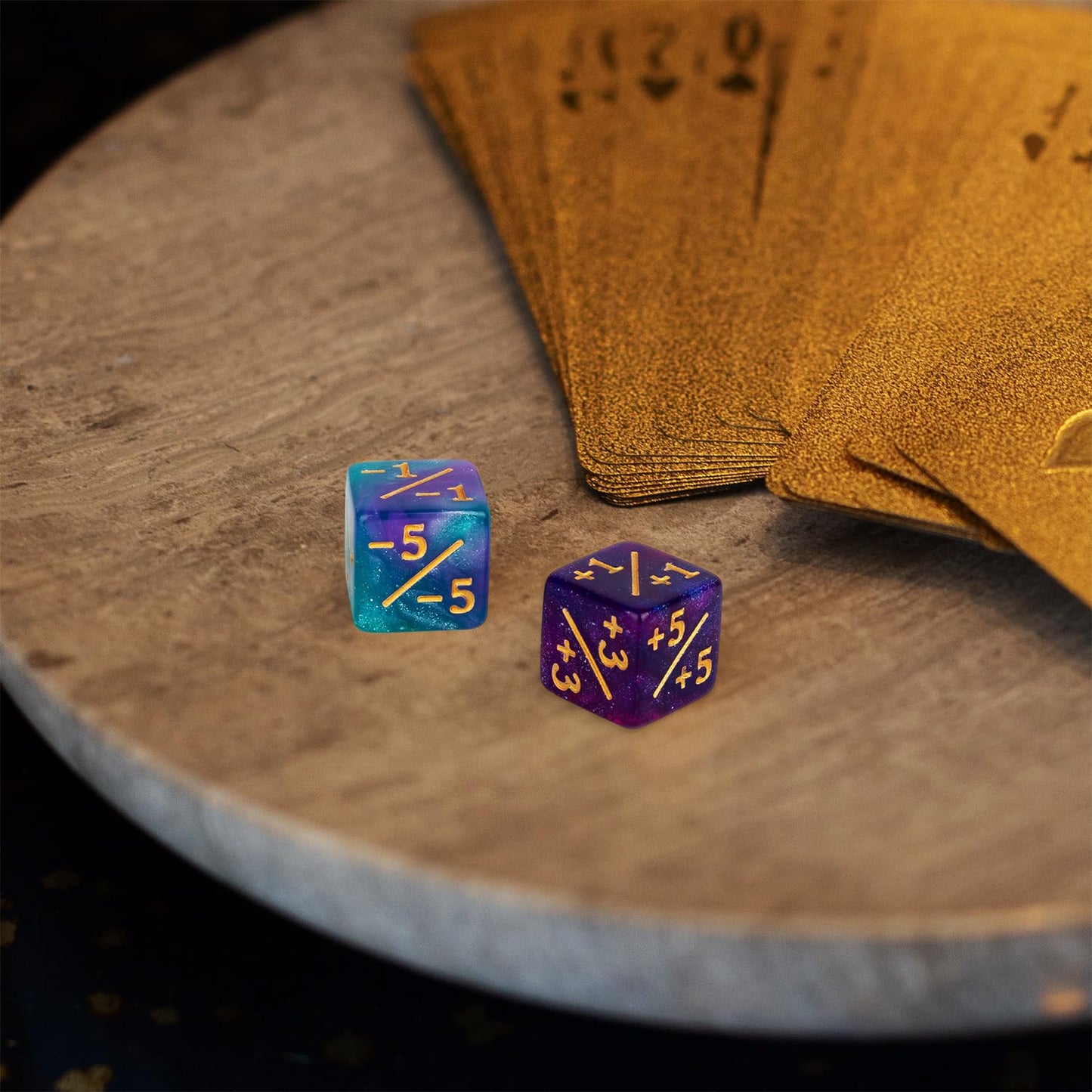 LAMJAM 24-Piece MTG Dice Counters Set + 1 D6 Life Tokens, Blue & Purple – Card Game Accessory