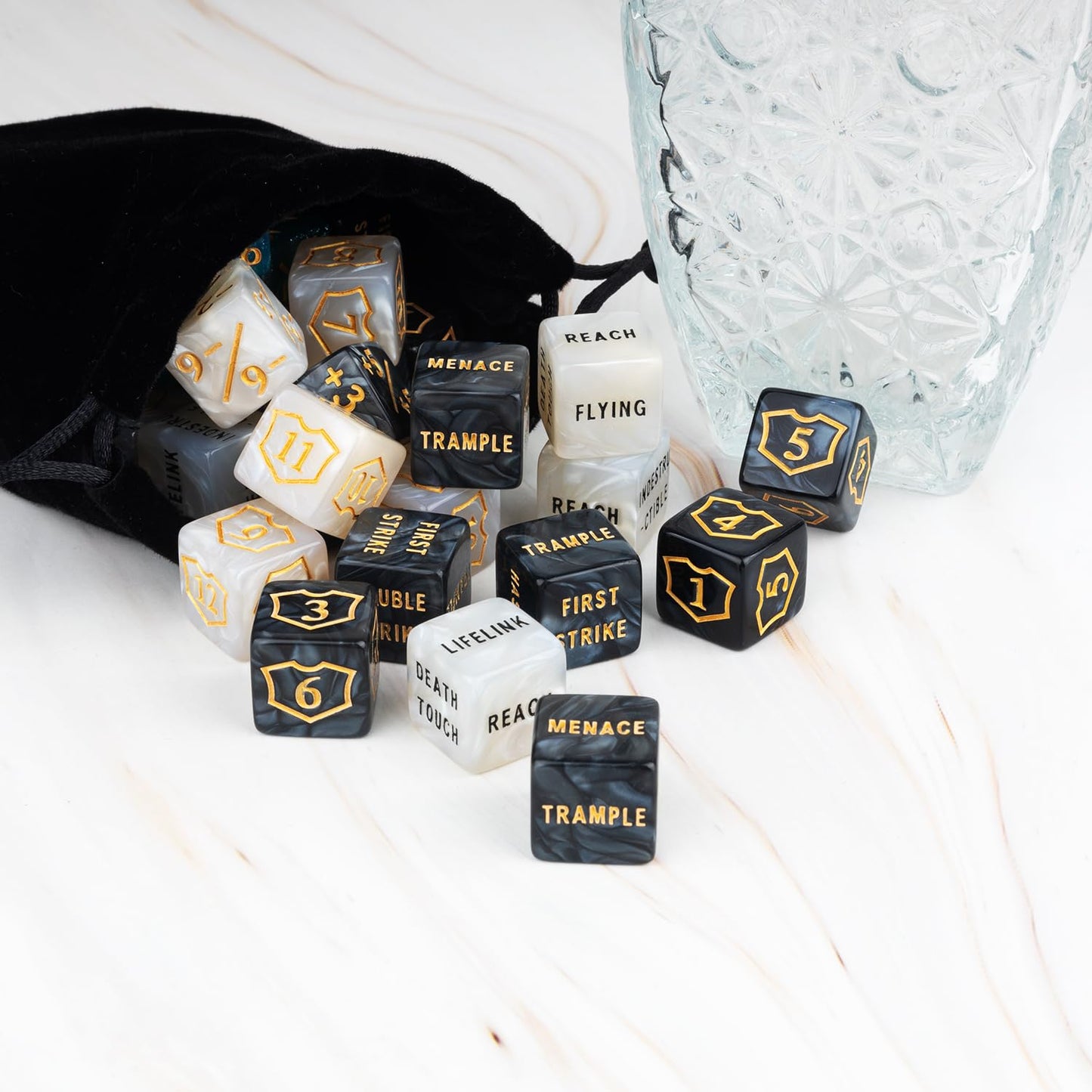 LAMJAM 65-Piece MTG Dice Counters Set: +1 Buff Tokens, Shield Dice & Keyword Dice for MTG, TCG & Card Games