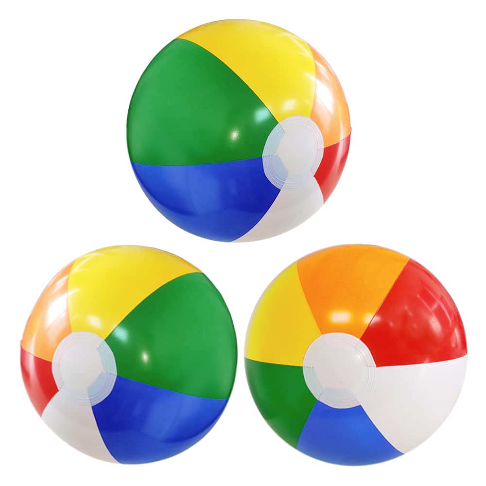 Lamnhin 16'' Beach Balls for Kids – 3 Pack Bulk Inflatable Pool Balls