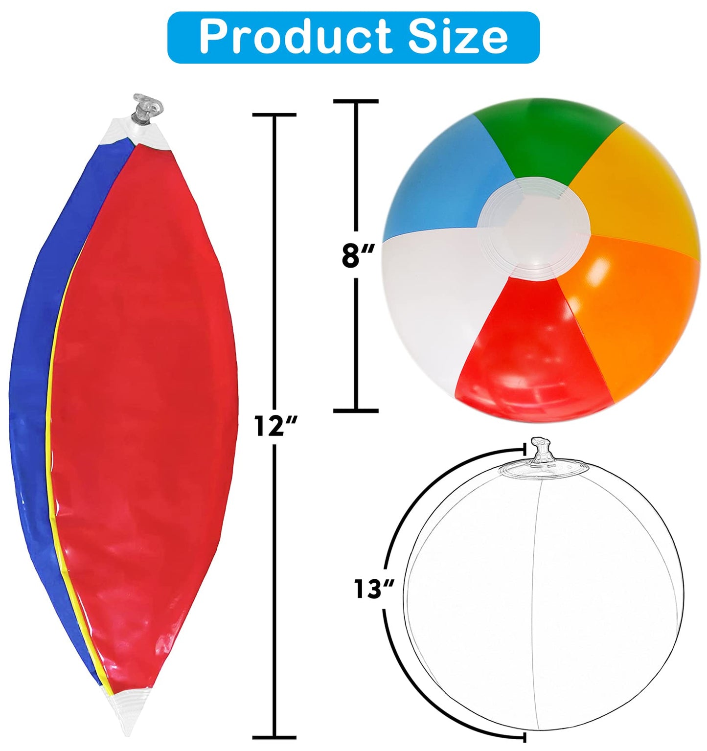 Lamnhin 14-Pack 12-inch Beach Balls for Kids | Bulk Inflatable Pool Toys & Party Favors
