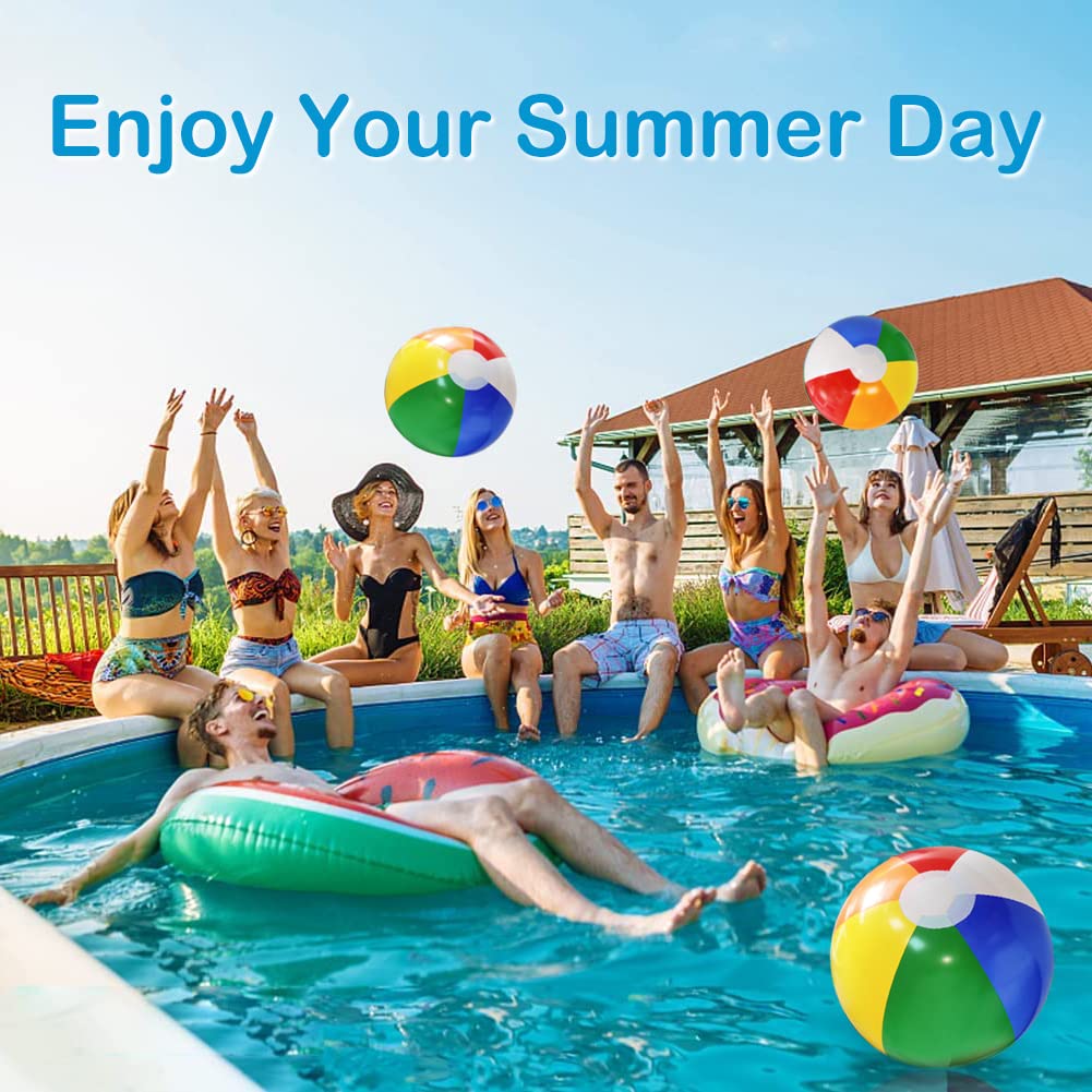 Lamnhin 16'' Beach Balls for Kids – 3 Pack Bulk Inflatable Pool Balls