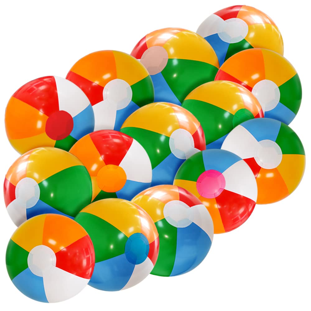 Lamnhin 14-Pack 12-inch Beach Balls for Kids | Bulk Inflatable Pool Toys & Party Favors