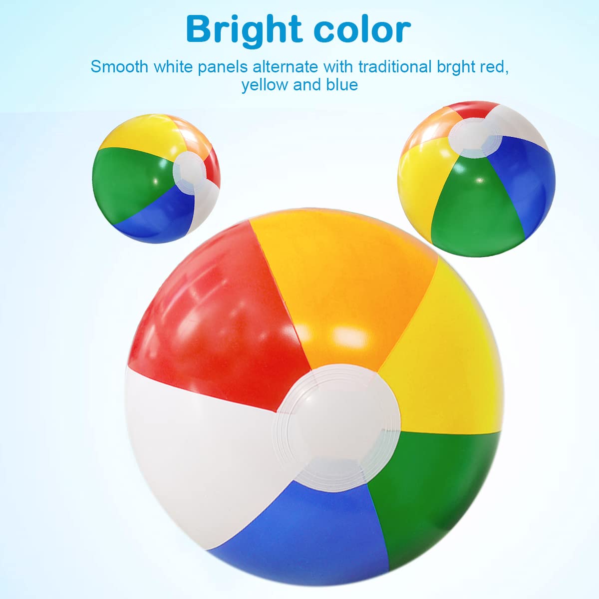 Lamnhin 16'' Beach Balls for Kids – 3 Pack Bulk Inflatable Pool Balls