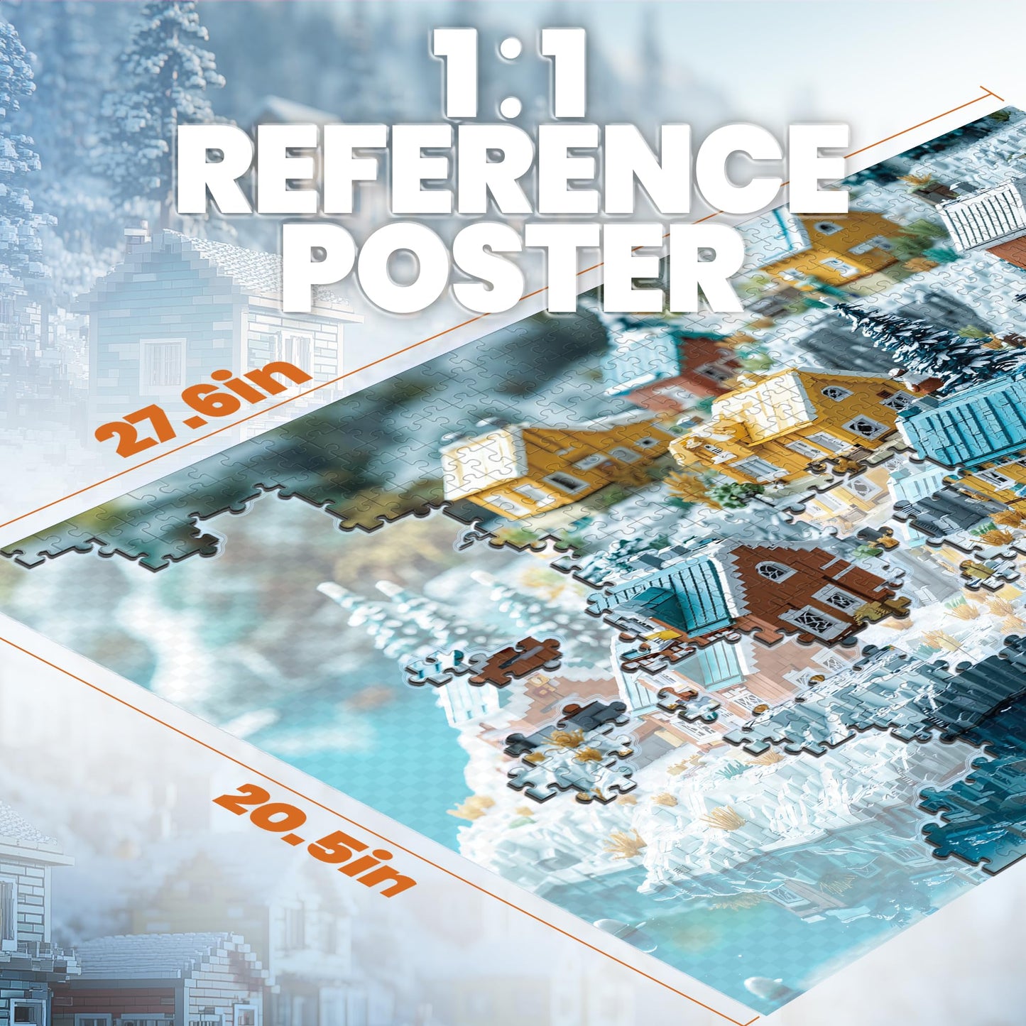 Lamplig Christmas Puzzles for Adults – 1000-Piece Winter Norway & Iceland Scene with 1:1 Poster