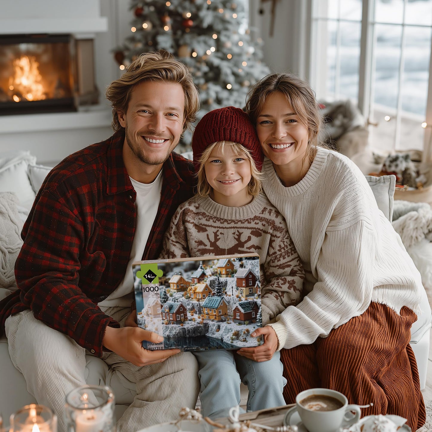 Lamplig Christmas Puzzles for Adults – 1000-Piece Winter Norway & Iceland Scene with 1:1 Poster