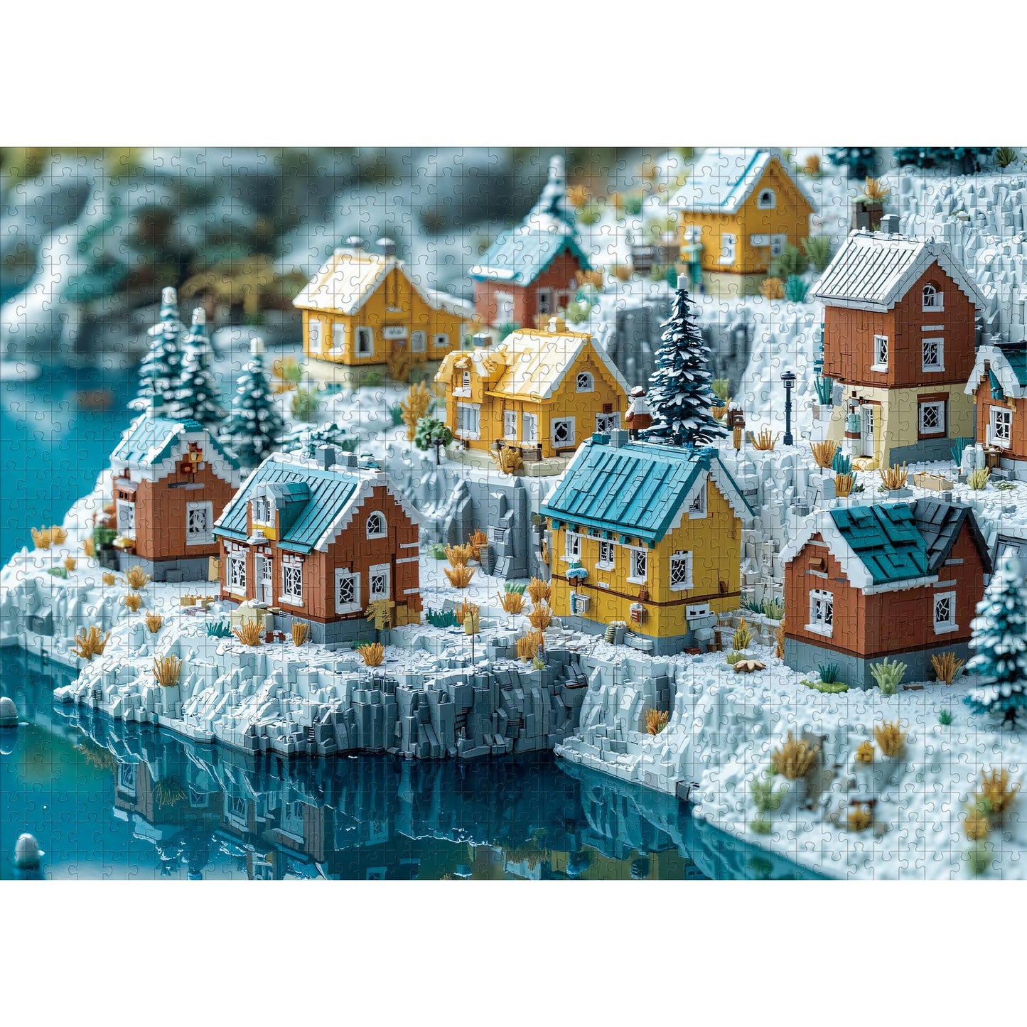 Lamplig Christmas Puzzles for Adults – 1000-Piece Winter Norway & Iceland Scene with 1:1 Poster