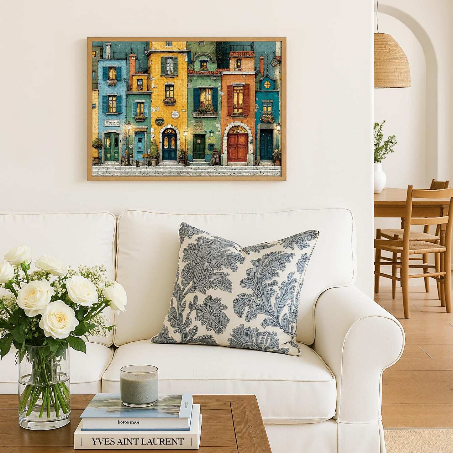 Lamplig 1000-Piece Puzzle: Fall Italy Town Street Vintage Landscape + 1:1 Poster