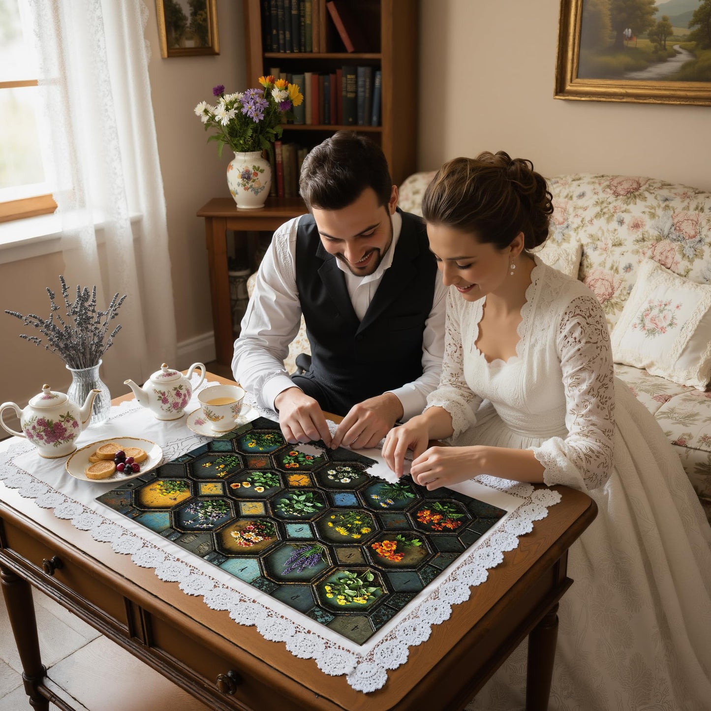 Lamplig 1000-Piece Flower Mosaic Puzzle for Adults – Garden & Nature, with 1:1 Poster & Lettered Back
