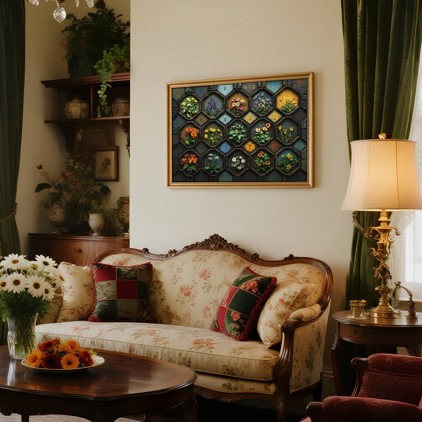 Lamplig 1000-Piece Flower Mosaic Puzzle for Adults – Garden & Nature, with 1:1 Poster & Lettered Back
