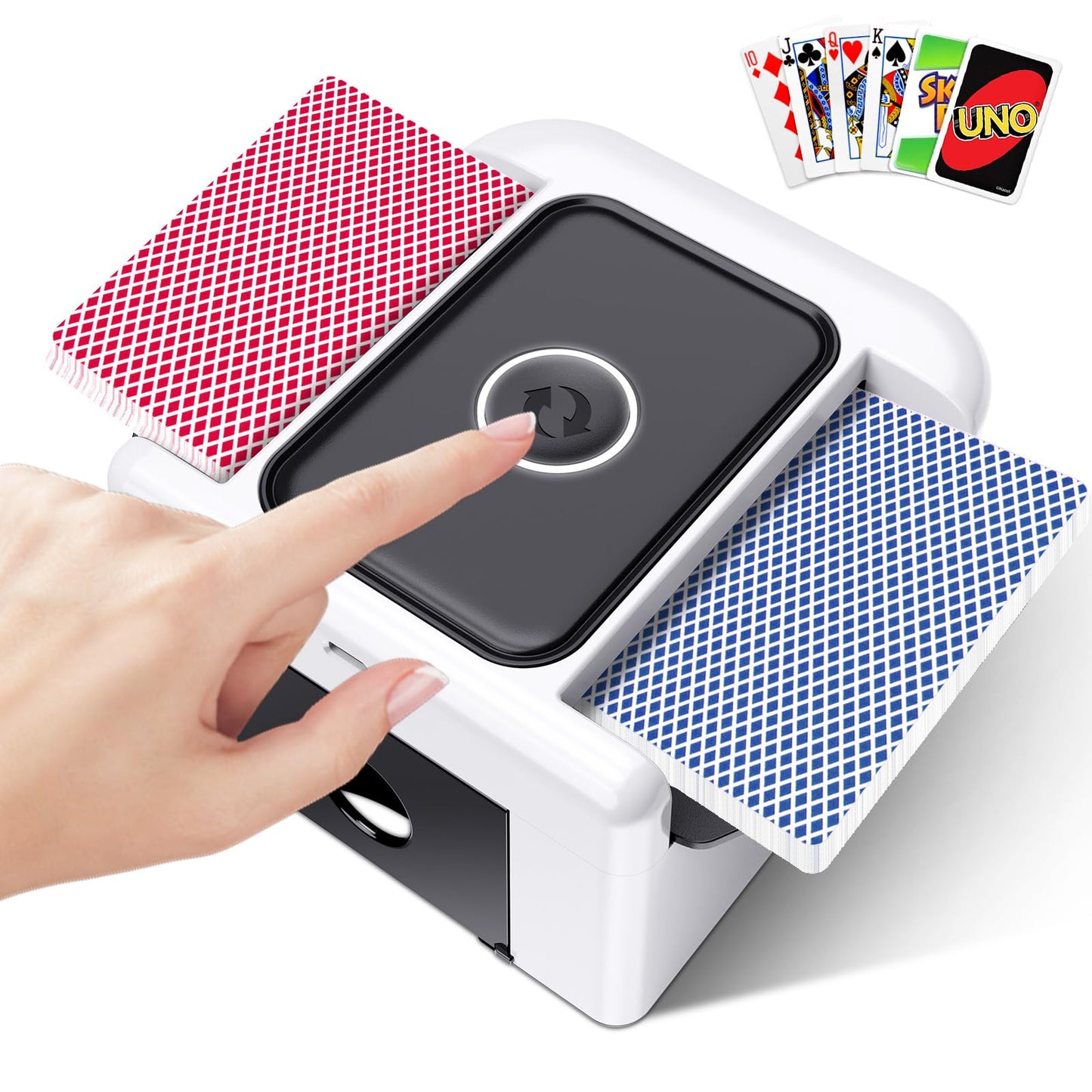 LAMZZP Automatic Card Shuffler — Dual-Mode, 2-Deck/4-Deck, USB-C Rechargeable