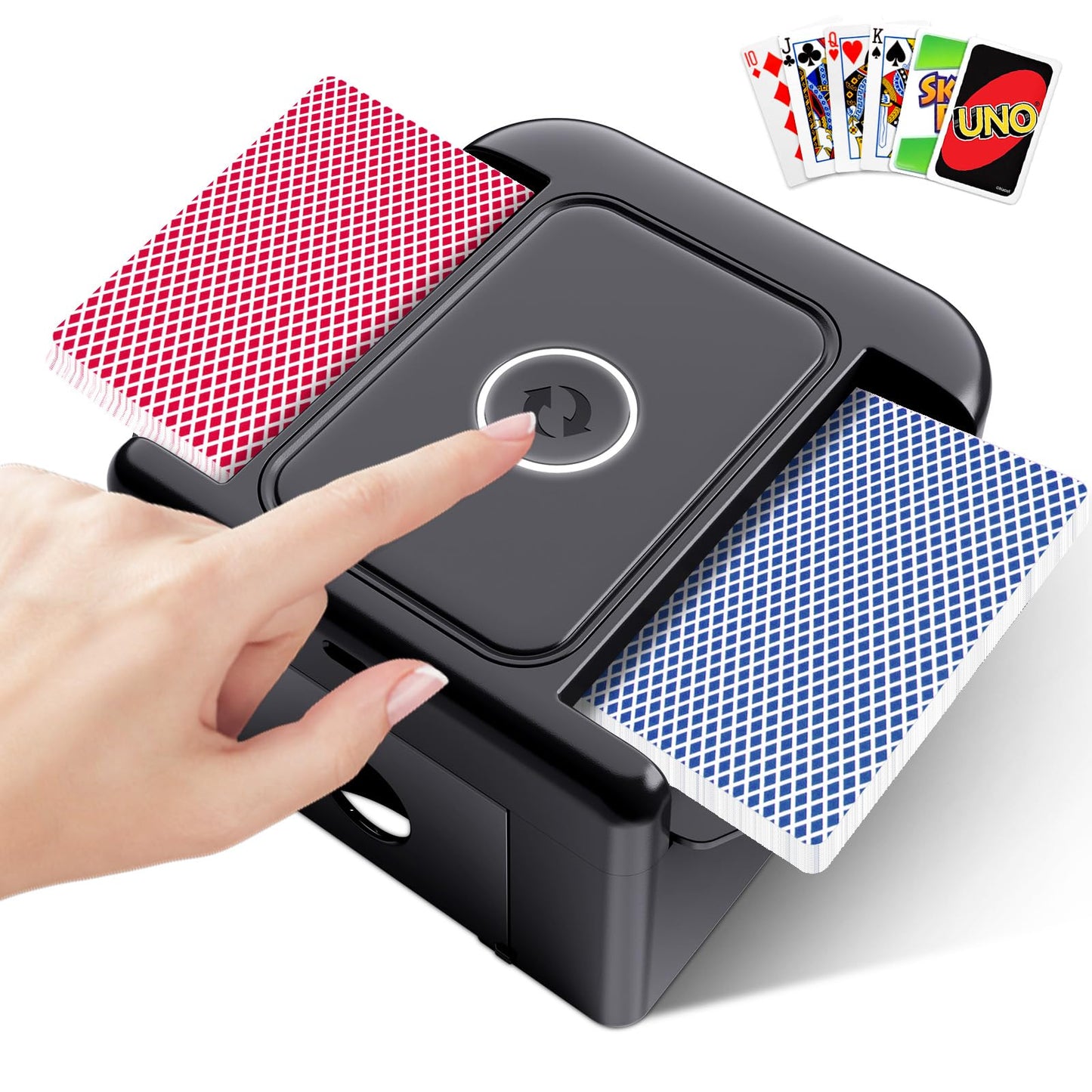 LAMZZP Automatic Card Shuffler for 2 Decks | Dual Mode, Type-C Rechargeable, Low Noise