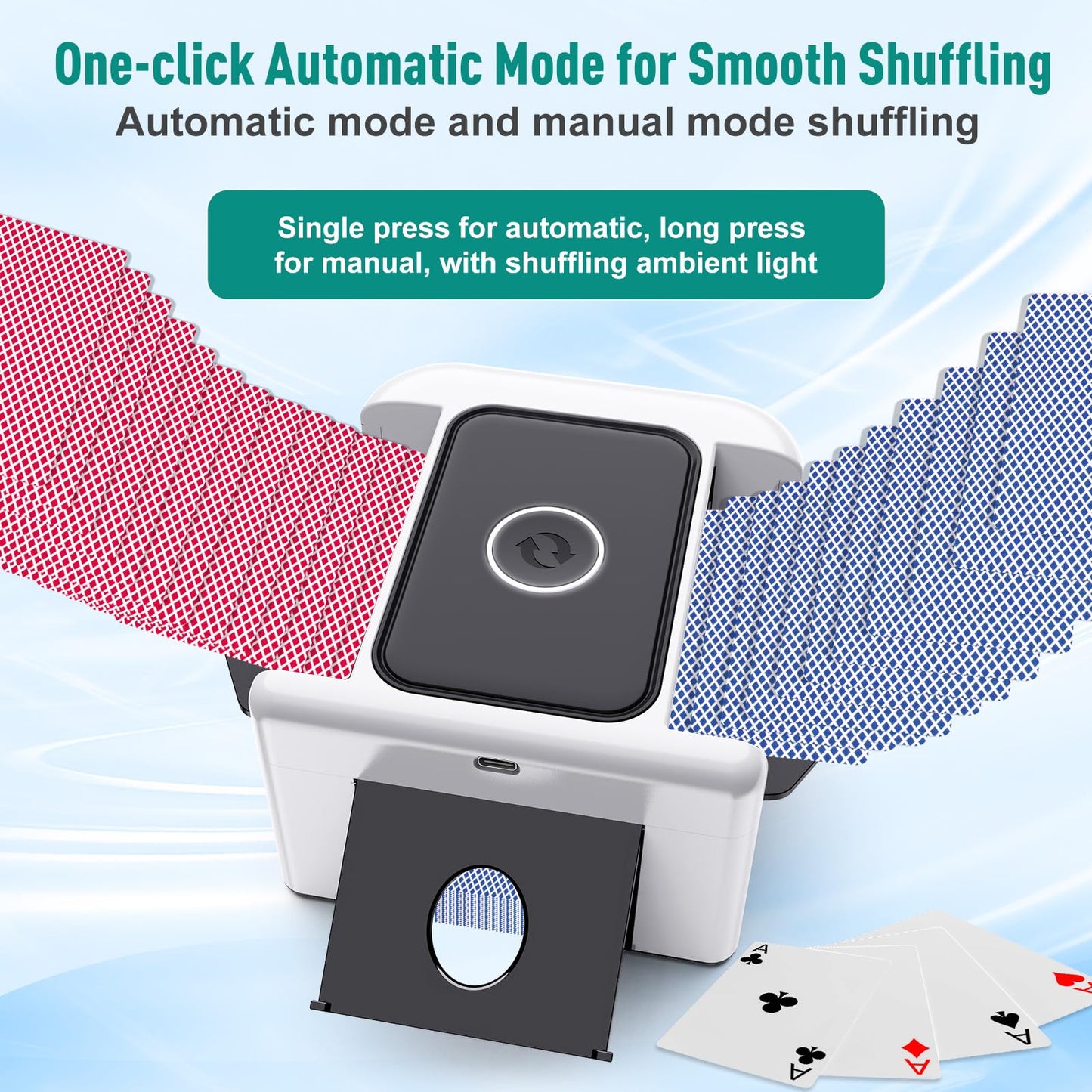 LAMZZP Automatic Card Shuffler — Dual-Mode, 2-Deck/4-Deck, USB-C Rechargeable