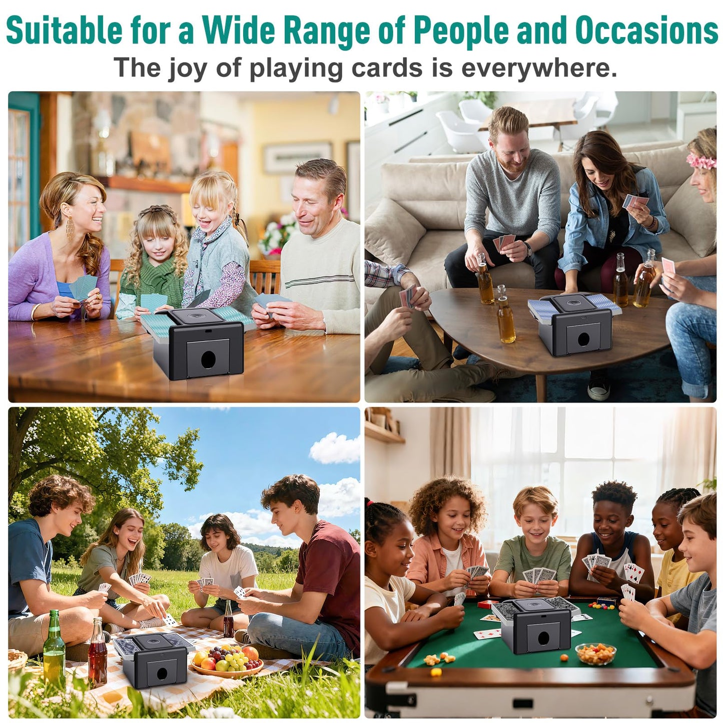 LAMZZP Automatic Card Shuffler for 2 Decks | Dual Mode, Type-C Rechargeable, Low Noise