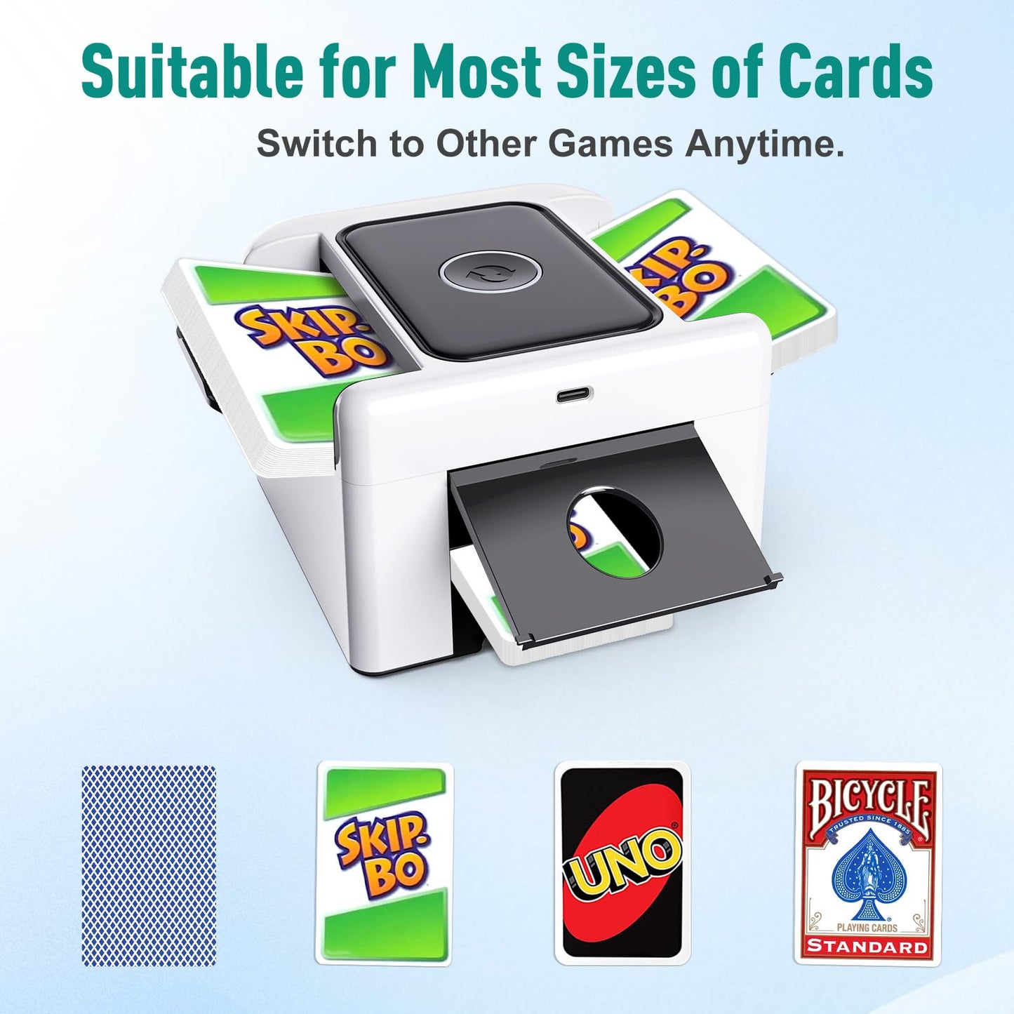 LAMZZP Automatic Card Shuffler — Dual-Mode, 2-Deck/4-Deck, USB-C Rechargeable