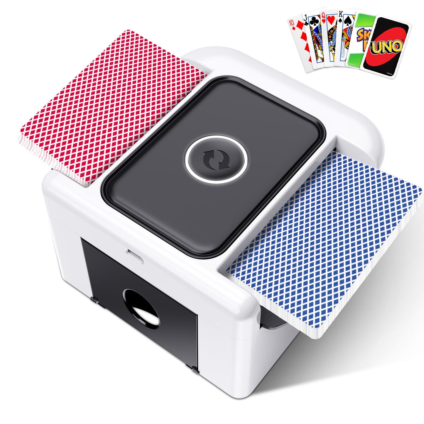 LAMZZP Automatic Card Shuffler — Dual-Mode, 2-Deck/4-Deck, USB-C Rechargeable