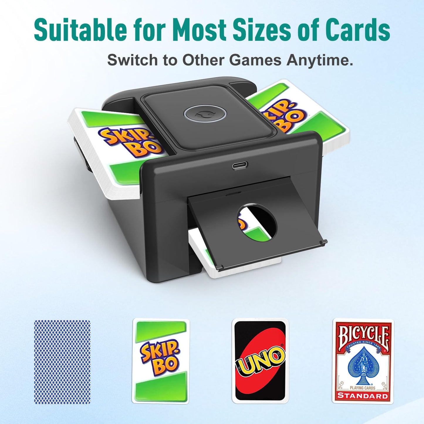 LAMZZP Automatic Card Shuffler for 2 Decks | Dual Mode, Type-C Rechargeable, Low Noise
