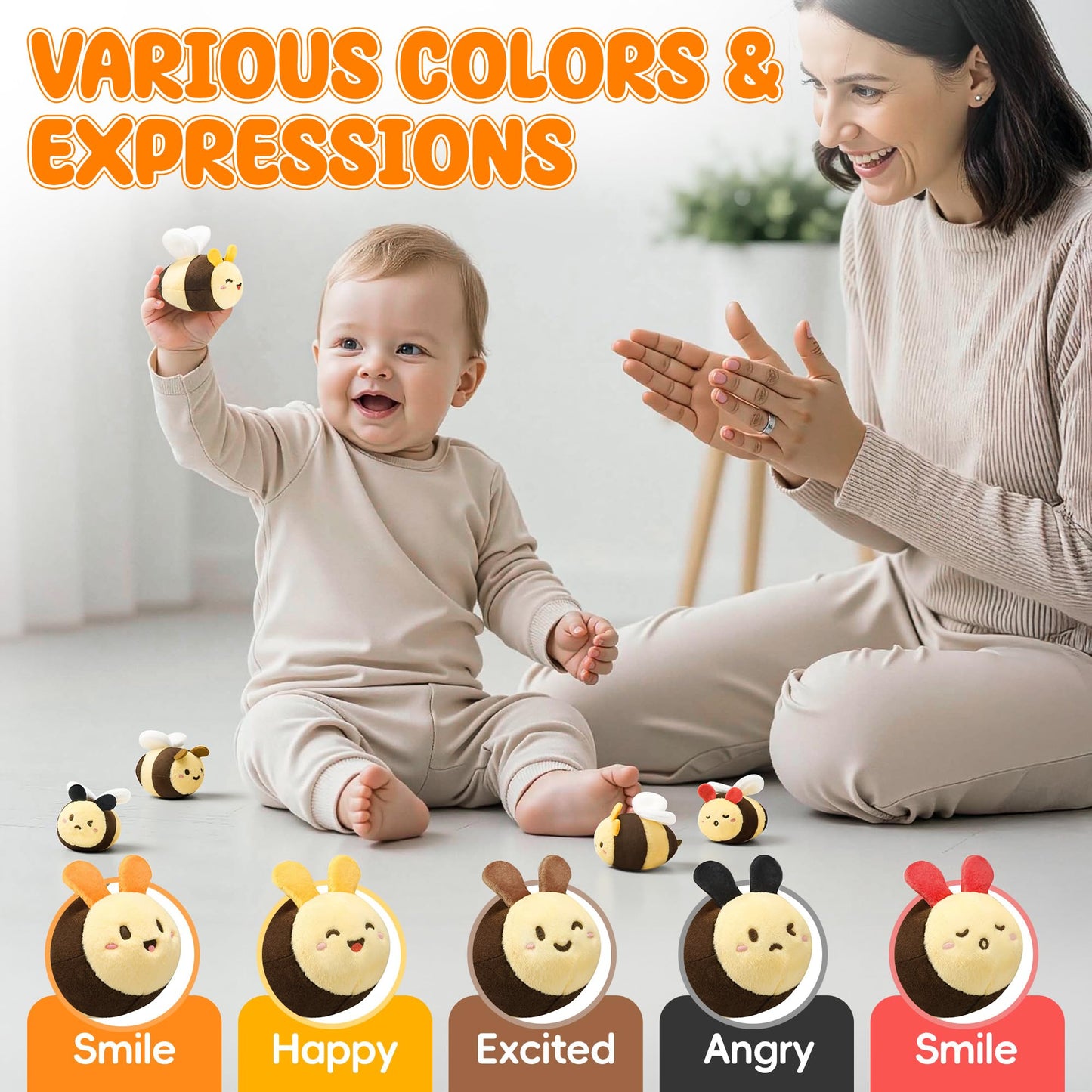 Lanbeby Beehive Infant Toy for 6–12 Months – 5 Sensory Bees, Crinkle, Rattle, Mirror & Music