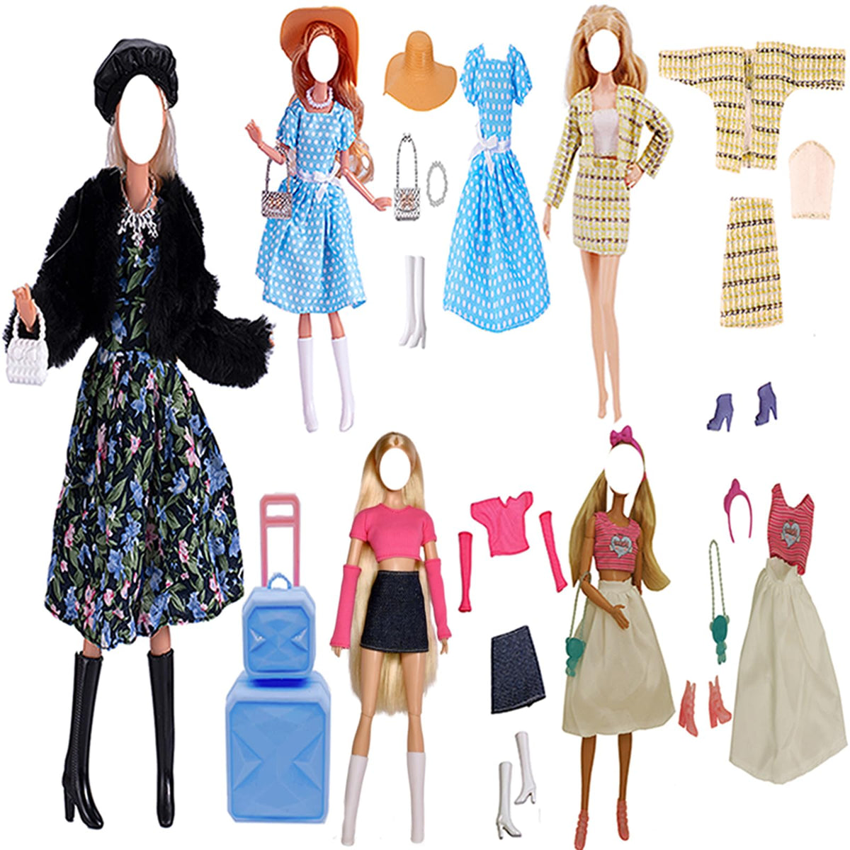 Lance Home 11.5-Inch Doll Clothes: 5 Winter Outfit Sets with Shoes (Random Style)