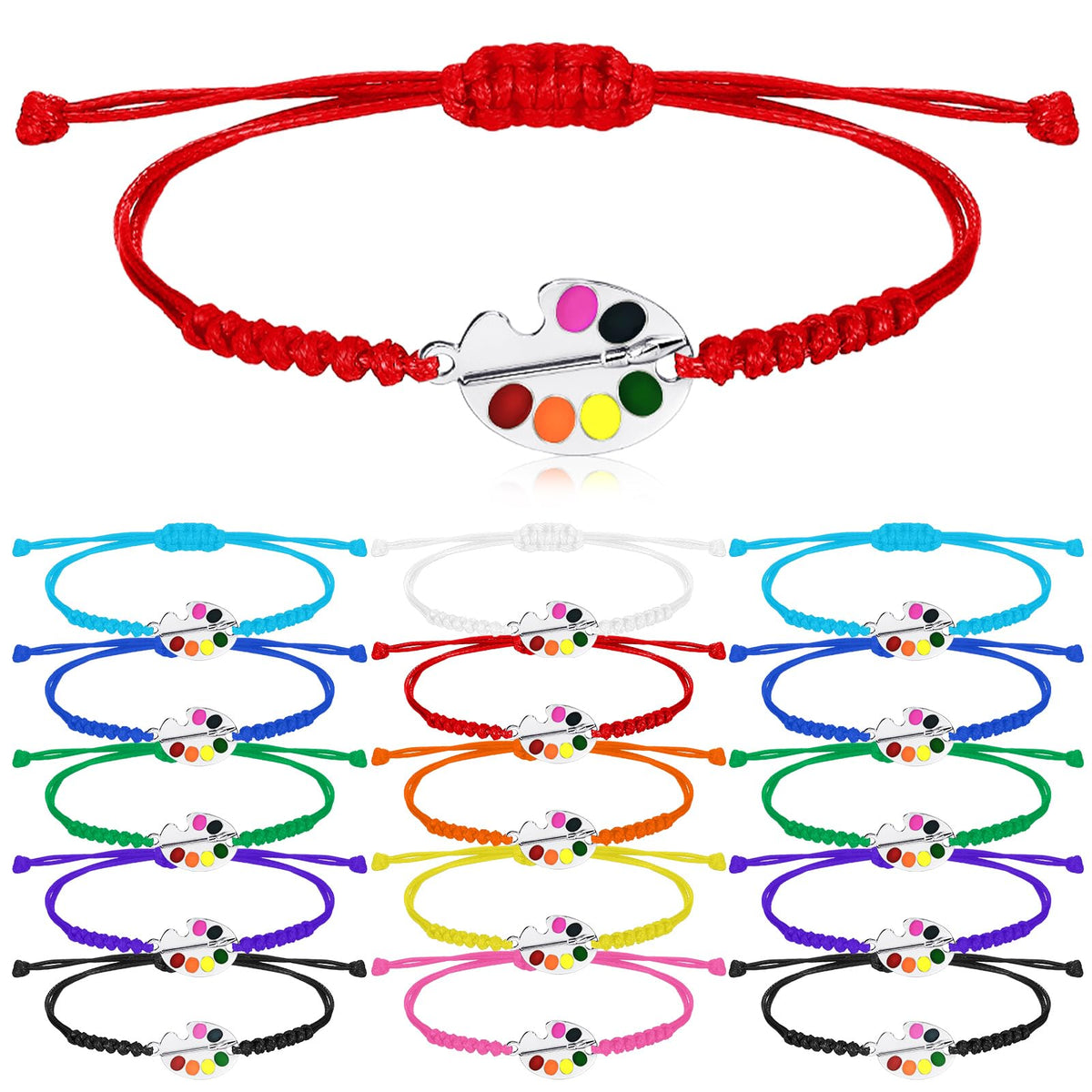 Landical 20 Pcs Art Paint Bracelets – Adjustable Paint Palette Jewelry for Art Parties (10 Colors)