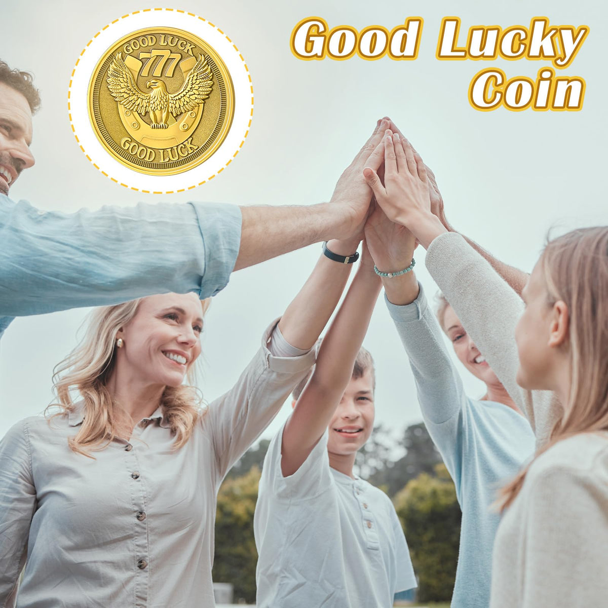 Landical 12 Pcs Lucky Coin – Four-Leaf Clover & Eagle Two-Sided Good Luck Charms