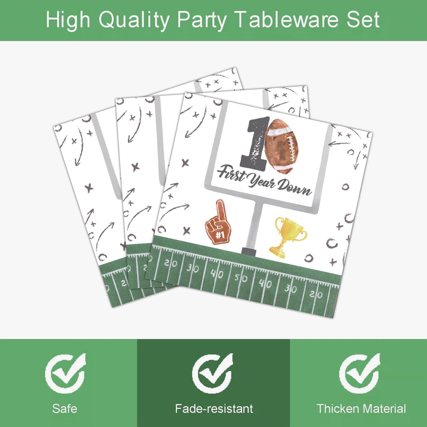 LANGASQUE Football First Year Down Birthday Decorations – 168 Pcs Party Set