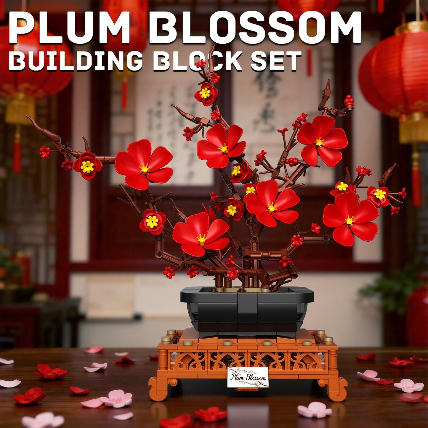 LANGLICHUN Plum Blossom Building Blocks Set – 692 PCS 3D Plum Bonsai