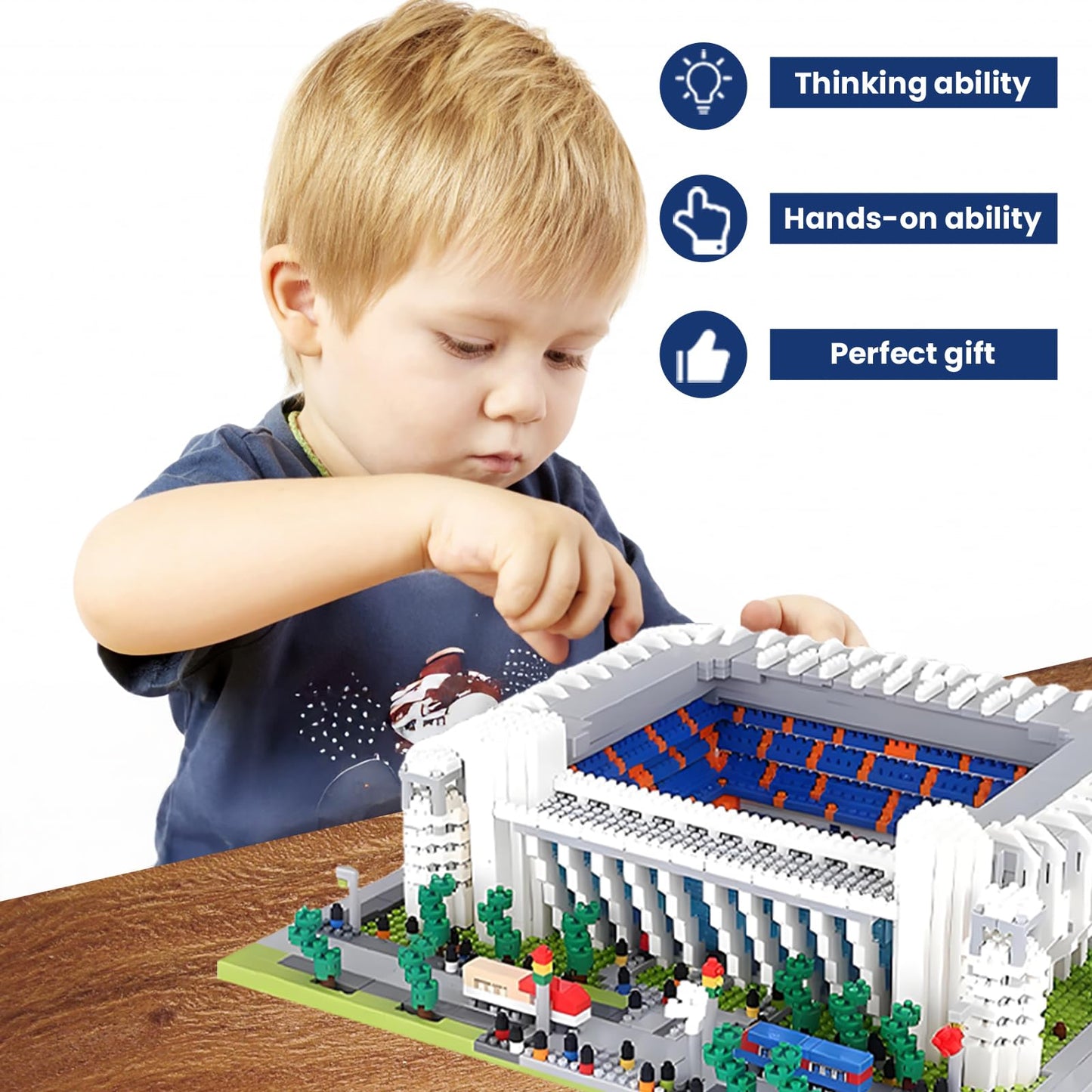LANGLICHUN Madrid Style Soccer Stadium Micro Mini Building Blocks – 3500+ Pieces