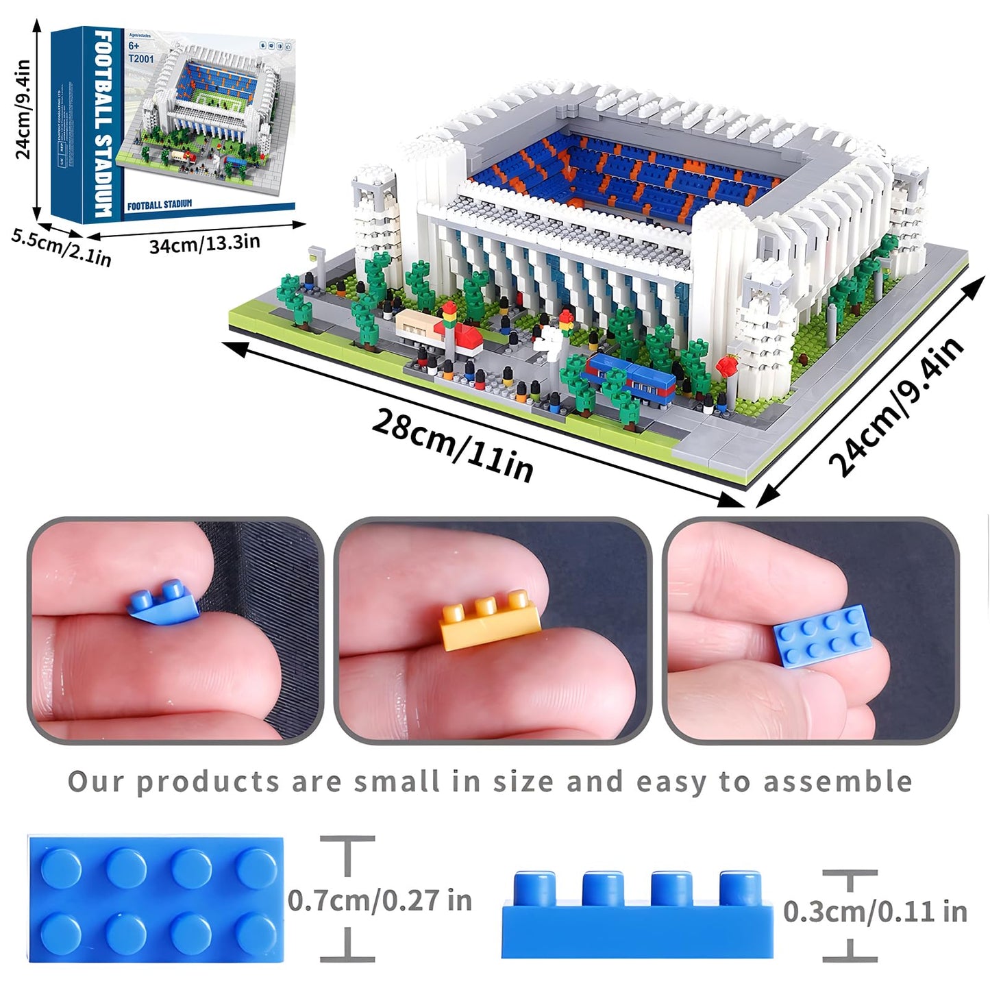 LANGLICHUN Madrid Style Soccer Stadium Micro Mini Building Blocks – 3500+ Pieces