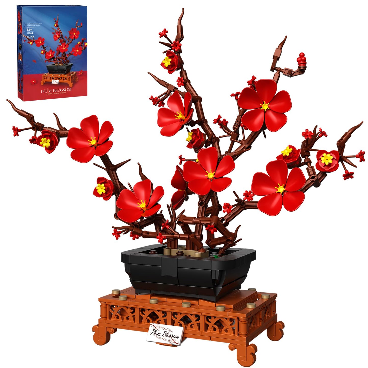 LANGLICHUN Plum Blossom Building Blocks Set – 692 PCS 3D Plum Bonsai