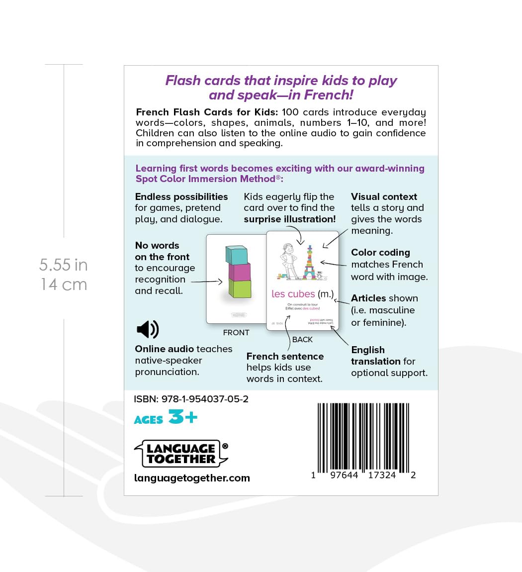 Language Together French Flash Cards for Kids – 100 First Words with Online Audio