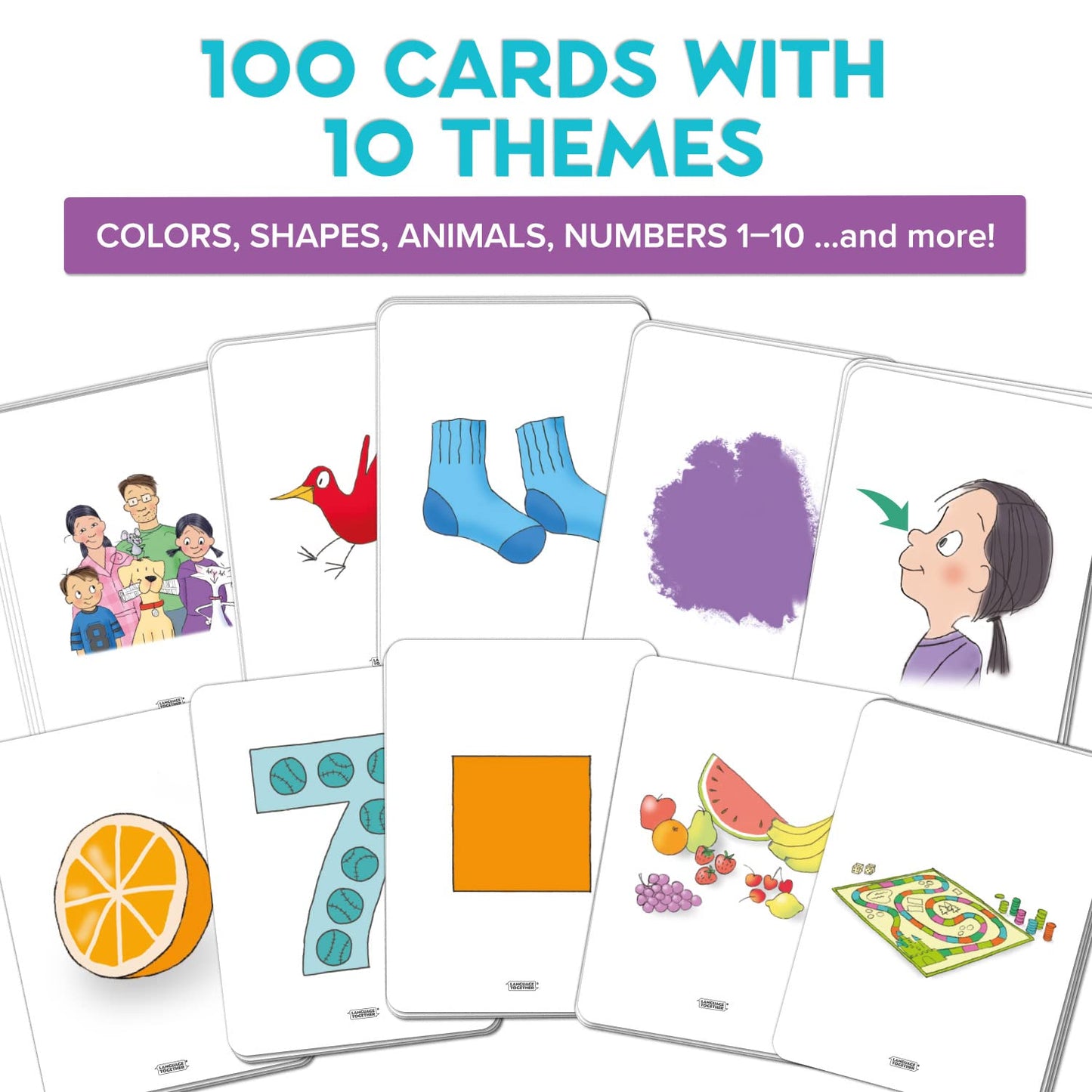 Language Together French Flash Cards for Kids – 100 First Words with Online Audio