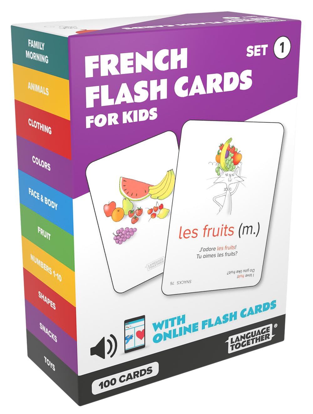 Language Together French Flash Cards for Kids – 100 First Words with Online Audio