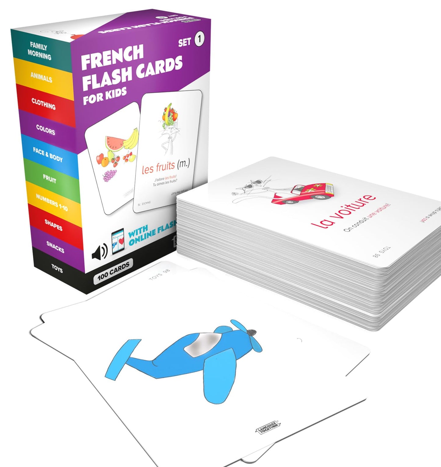 Language Together French Flash Cards for Kids – 100 First Words with Online Audio