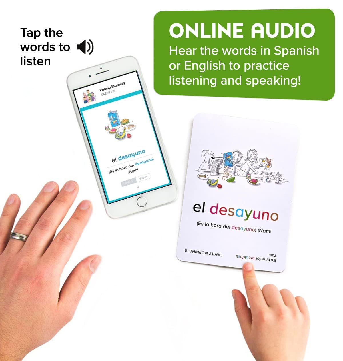 Language Together: Spanish Flash Cards for Kids — 100 First Words with Online Audio