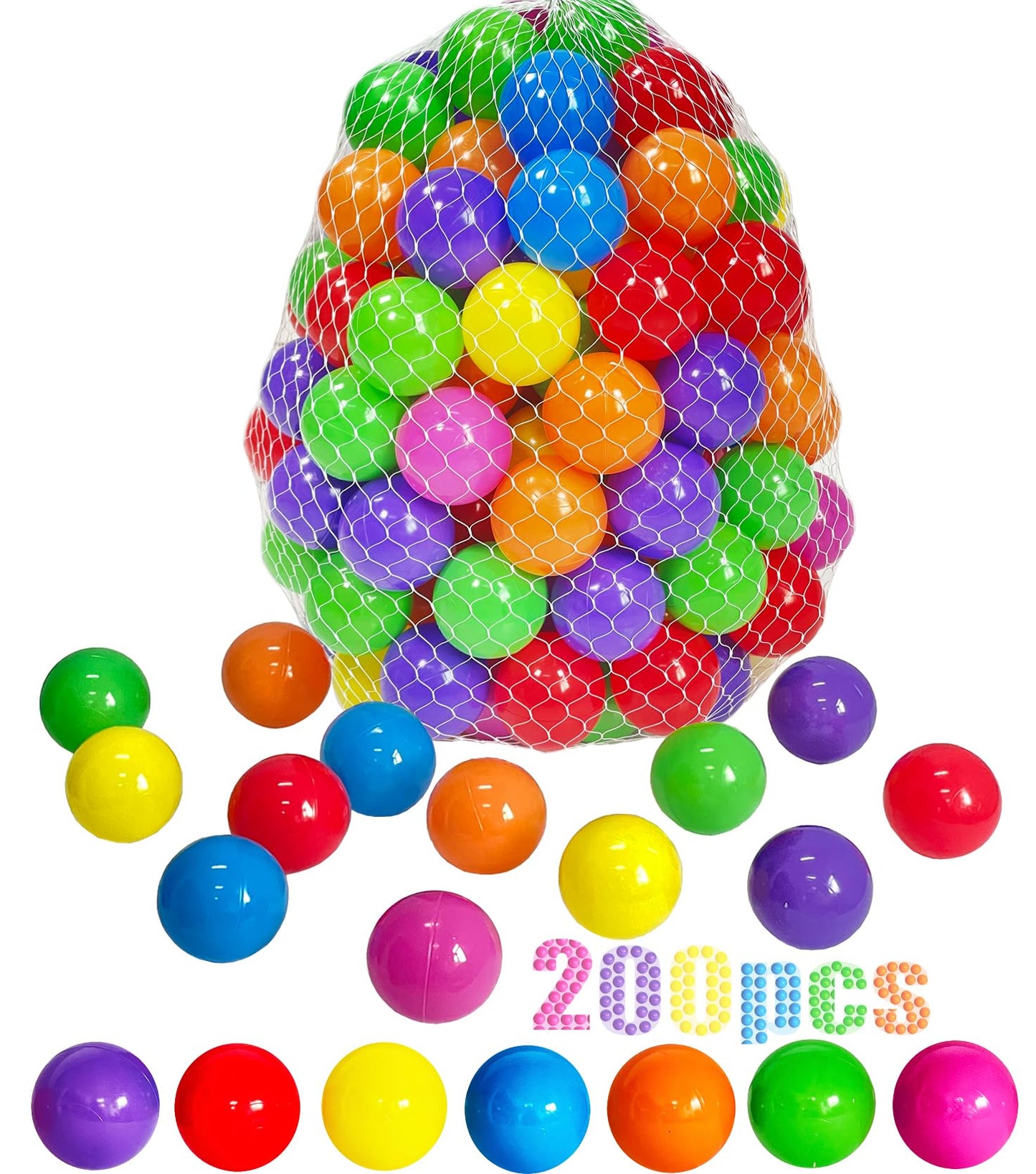 LANGXUN 50-Piece Soft Plastic Ball Pit Balls for Kids — 2.2" Colorful, Phthalate-Free